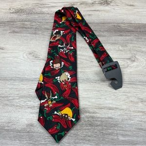 VTG Looney Tunes Mens Necktie Tie Hot Chili Pepper 1994 Cartoon Bugs Taz Speedy
